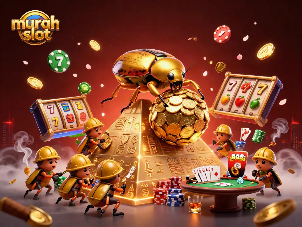 Menangkan jackpot dengan murah slot dan melihat penggulung koin emas yang ikonis dalam ilustrasi kasino.