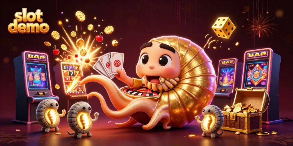Memainkan slot demo dengan menampilkan nautilus raksasa dan mesin slot yang meledak dengan koin.